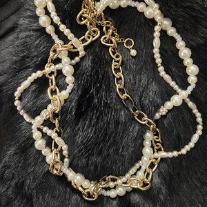 Rare, NWT: Twisted Pearlized Necklace by Loft
